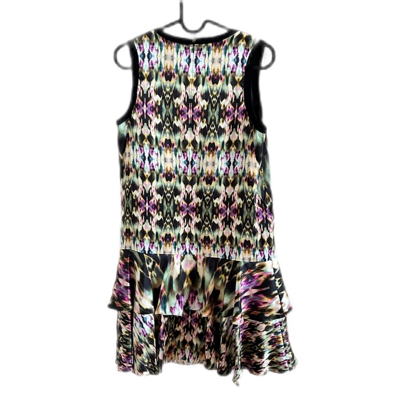 ICB New York Silk Short Sleeve Mini Multicolored Abstract Dress Lined  Size 2 - Picture 3 of 12